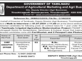 Tamil Nadu Agriculture Department Recruitment