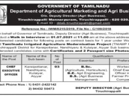 Tamil Nadu Agriculture Department Recruitment
